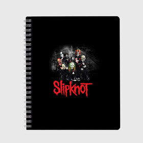 Тетрадь с принтом Slipknot в Петрозаводске, 100% бумага | 48 листов, плотность листов — 60 г/м2, плотность картонной обложки — 250 г/м2. Листы скреплены сбоку удобной пружинной спиралью. Уголки страниц и обложки скругленные. Цвет линий — светло-серый
 | slipknot | грув | джей вайнберг | кори тейлор | крис фен | крэйг джонс | метал | мик томсон | музыка | ню | петля | рок | сид уилсон | скользящий узел | слайпкнот | слипкнот | слипнот | удавка