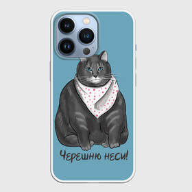 Чехол для iPhone 13 Pro с принтом Черешню неси в Петрозаводске,  |  | еда | кот | кушать | мем | черешня