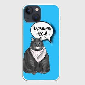 Чехол для iPhone 13 mini с принтом Толстый кот в Петрозаводске,  |  | еда | кот | кушать | мем | черешня