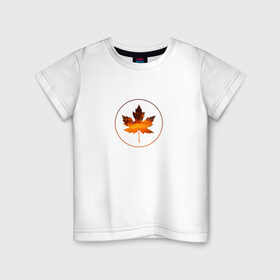 Детская футболка хлопок с принтом Кленовый лист в Петрозаводске, 100% хлопок | круглый вырез горловины, полуприлегающий силуэт, длина до линии бедер | 