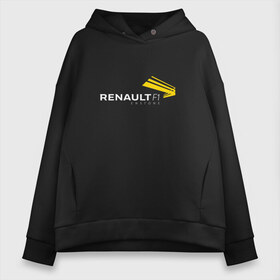 Женское худи Oversize хлопок с принтом renault в Петрозаводске, френч-терри — 70% хлопок, 30% полиэстер. Мягкий теплый начес внутри —100% хлопок | боковые карманы, эластичные манжеты и нижняя кромка, капюшон на магнитной кнопке | f 1 | formula 1 | ф 1 | формула 1