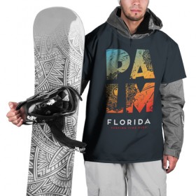 Накидка на куртку 3D с принтом Palm Florida Surfing Time в Петрозаводске, 100% полиэстер |  | Тематика изображения на принте: 
