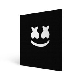Холст квадратный с принтом Marshmello black в Петрозаводске, 100% ПВХ |  | dj | dj marshmello | marshmello | клуб | клубная музыка | музыка
