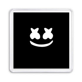 Магнит 55*55 с принтом Marshmello black в Петрозаводске, Пластик | Размер: 65*65 мм; Размер печати: 55*55 мм | dj | dj marshmello | marshmello | клуб | клубная музыка | музыка