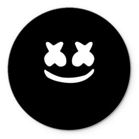 Коврик круглый с принтом Marshmello black в Петрозаводске, резина и полиэстер | круглая форма, изображение наносится на всю лицевую часть | dj | dj marshmello | marshmello | клуб | клубная музыка | музыка