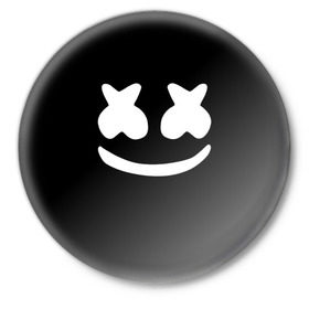 Значок с принтом Marshmello black в Петрозаводске,  металл | круглая форма, металлическая застежка в виде булавки | dj | dj marshmello | marshmello | клуб | клубная музыка | музыка