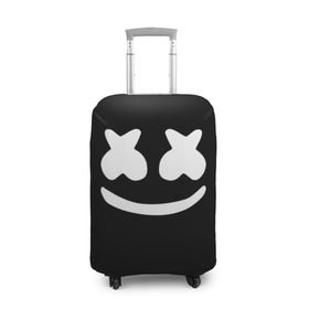 Чехол для чемодана 3D с принтом Marshmello black в Петрозаводске, 86% полиэфир, 14% спандекс | двустороннее нанесение принта, прорези для ручек и колес | dj | dj marshmello | marshmello | клуб | клубная музыка | музыка