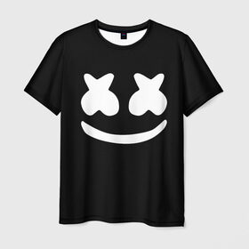 Мужская футболка 3D с принтом Marshmello black в Петрозаводске, 100% полиэфир | прямой крой, круглый вырез горловины, длина до линии бедер | Тематика изображения на принте: dj | dj marshmello | marshmello | клуб | клубная музыка | музыка