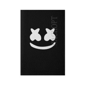 Обложка для паспорта матовая кожа с принтом Marshmello black в Петрозаводске, натуральная матовая кожа | размер 19,3 х 13,7 см; прозрачные пластиковые крепления | dj | dj marshmello | marshmello | клуб | клубная музыка | музыка