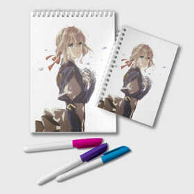 Блокнот с принтом Violet Evergarden_15 в Петрозаводске, 100% бумага | 48 листов, плотность листов — 60 г/м2, плотность картонной обложки — 250 г/м2. Листы скреплены удобной пружинной спиралью. Цвет линий — светло-серый
 | violet evergarden | вайолет эвергарден