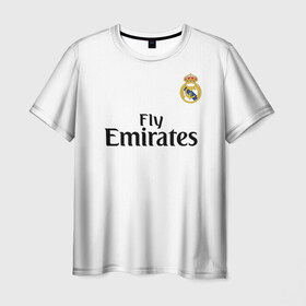 Мужская футболка 3D с принтом Modric home 18-19 в Петрозаводске, 100% полиэфир | прямой крой, круглый вырез горловины, длина до линии бедер | champions | league | madrid | real | spain | испания | лига | мадрид | реал | чемпионов