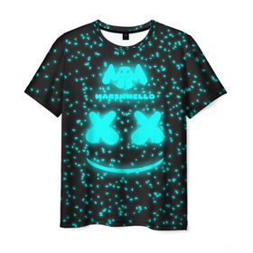 Мужская футболка 3D с принтом MARSHMELLO в Петрозаводске, 100% полиэфир | прямой крой, круглый вырез горловины, длина до линии бедер | Тематика изображения на принте: dj | marshmello | клубная музыка | маршмелло | музыка | музыкант
