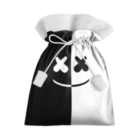 Подарочный 3D мешок с принтом MARSHMELLO BLACK & WHITE в Петрозаводске, 100% полиэстер | Размер: 29*39 см | dj | marshmello | клубная музыка | маршмелло | музыка | музыкант