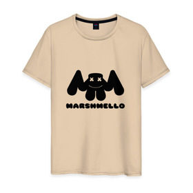 Мужская футболка хлопок с принтом MARSHMELLO в Петрозаводске, 100% хлопок | прямой крой, круглый вырез горловины, длина до линии бедер, слегка спущенное плечо. | dj | marshmello | клубная музыка | маршмелло | музыка | музыкант