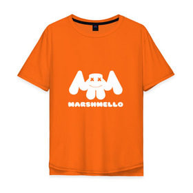 Мужская футболка хлопок Oversize с принтом MARSHMELLO в Петрозаводске, 100% хлопок | свободный крой, круглый ворот, “спинка” длиннее передней части | dj | marshmello | клубная музыка | маршмелло | музыка | музыкант