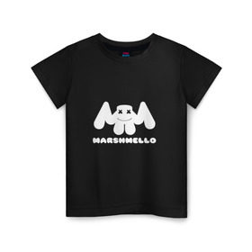 Детская футболка хлопок с принтом MARSHMELLO в Петрозаводске, 100% хлопок | круглый вырез горловины, полуприлегающий силуэт, длина до линии бедер | dj | marshmello | клубная музыка | маршмелло | музыка | музыкант