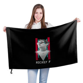 Флаг 3D с принтом Rickey F Glitch в Петрозаводске, 100% полиэстер | плотность ткани — 95 г/м2, размер — 67 х 109 см. Принт наносится с одной стороны | rickey f | рики ф | рики эф