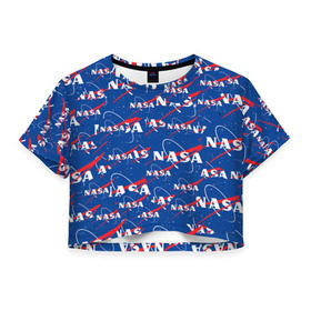 Женская футболка Cropp-top с принтом NASA pop art в Петрозаводске, 100% полиэстер | круглая горловина, длина футболки до линии талии, рукава с отворотами | shuttle | space | аполлон | галактика | джемини | космонав | космос | наса | скайлэб | сша | шаттл nasa