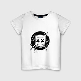 Детская футболка хлопок с принтом MARSHMELLO в Петрозаводске, 100% хлопок | круглый вырез горловины, полуприлегающий силуэт, длина до линии бедер | dj | marshmello | usa | америка | клубная музыка | маршмелло | музыка | музыкант