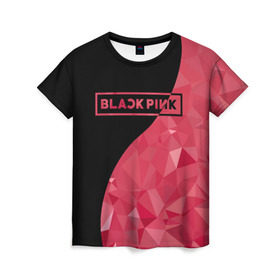 Женская футболка 3D с принтом BLACKPINK в Петрозаводске, 100% полиэфир ( синтетическое хлопкоподобное полотно) | прямой крой, круглый вырез горловины, длина до линии бедер | black  pink | blackpink | jennie | jisoo | k pop | lalisa | группа | инь янь | к поп | корейская группа | розовый | черный