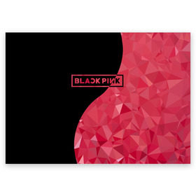 Поздравительная открытка с принтом BLACKPINK в Петрозаводске, 100% бумага | плотность бумаги 280 г/м2, матовая, на обратной стороне линовка и место для марки
 | Тематика изображения на принте: black  pink | blackpink | jennie | jisoo | k pop | lalisa | группа | инь янь | к поп | корейская группа | розовый | черный
