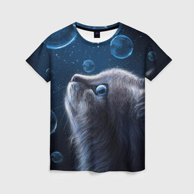 Женская футболка 3D с принтом Милый котик в Петрозаводске, 100% полиэфир ( синтетическое хлопкоподобное полотно) | прямой крой, круглый вырез горловины, длина до линии бедер | дикое | животное | кот | кошка | млекопитающее | скорость | хищное
