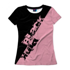 Женская футболка 3D с принтом BlackPink k-pop в Петрозаводске, 100% полиэфир ( синтетическое хлопкоподобное полотно) | прямой крой, круглый вырез горловины, длина до линии бедер | black  pink | blackpink | jennie | jisoo | k pop | lalisa | группа | к поп | корейская группа | розовый | черный