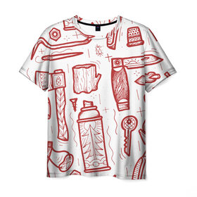 Мужская футболка 3D с принтом Инструменты в Петрозаводске, 100% полиэфир | прямой крой, круглый вырез горловины, длина до линии бедер | old school | taknado | urban | граффити | илюстратор | сибирь | стрит арт | тату
