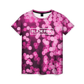 Женская футболка 3D с принтом BlackPink в Петрозаводске, 100% полиэфир ( синтетическое хлопкоподобное полотно) | прямой крой, круглый вырез горловины, длина до линии бедер | black  pink | blackpink | flowers | jennie | jisoo | k pop | lalisa | sakura | группа | к поп | корейская группа | растения | розовый | сакура | цветы | черный