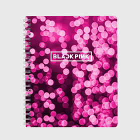 Тетрадь с принтом BlackPink в Петрозаводске, 100% бумага | 48 листов, плотность листов — 60 г/м2, плотность картонной обложки — 250 г/м2. Листы скреплены сбоку удобной пружинной спиралью. Уголки страниц и обложки скругленные. Цвет линий — светло-серый
 | black  pink | blackpink | flowers | jennie | jisoo | k pop | lalisa | sakura | группа | к поп | корейская группа | растения | розовый | сакура | цветы | черный