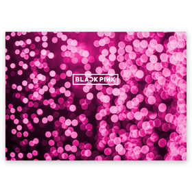 Поздравительная открытка с принтом BlackPink в Петрозаводске, 100% бумага | плотность бумаги 280 г/м2, матовая, на обратной стороне линовка и место для марки
 | black  pink | blackpink | flowers | jennie | jisoo | k pop | lalisa | sakura | группа | к поп | корейская группа | растения | розовый | сакура | цветы | черный