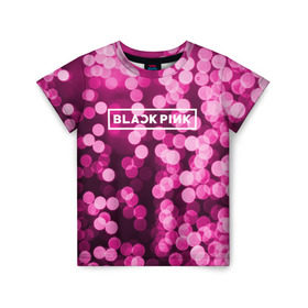 Детская футболка 3D с принтом BlackPink в Петрозаводске, 100% гипоаллергенный полиэфир | прямой крой, круглый вырез горловины, длина до линии бедер, чуть спущенное плечо, ткань немного тянется | black  pink | blackpink | flowers | jennie | jisoo | k pop | lalisa | sakura | группа | к поп | корейская группа | растения | розовый | сакура | цветы | черный