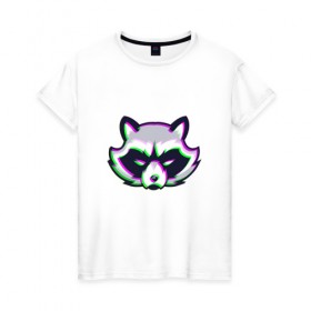 Женская футболка хлопок с принтом 3D енот в Петрозаводске, 100% хлопок | прямой крой, круглый вырез горловины, длина до линии бедер, слегка спущенное плечо | anaglyph | raccoon | енот