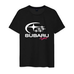 Мужская футболка хлопок с принтом SubaruSect белое лого в Петрозаводске, 100% хлопок | прямой крой, круглый вырез горловины, длина до линии бедер, слегка спущенное плечо. | Тематика изображения на принте: subaru | subarusect