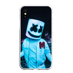 Чехол для iPhone XS Max матовый с принтом MARSHMELLO в Петрозаводске, Силикон | Область печати: задняя сторона чехла, без боковых панелей | dj | marshmello | usa | америка | клубная музыка | маршмелло | музыка | музыкант