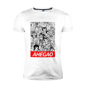 Мужская футболка премиум с принтом AHEGAO в Петрозаводске, 92% хлопок, 8% лайкра | приталенный силуэт, круглый вырез ворота, длина до линии бедра, короткий рукав | ahegao | anime | аниме | ахегао | культура | тренд