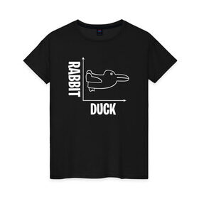 Женская футболка хлопок с принтом Геометрия в Петрозаводске, 100% хлопок | прямой крой, круглый вырез горловины, длина до линии бедер, слегка спущенное плечо | duck | duckling | заяц | математика | мем | утенок | утка