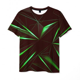 Мужская футболка 3D с принтом STRIPES GREEN 3D в Петрозаводске, 100% полиэфир | прямой крой, круглый вырез горловины, длина до линии бедер | abstract | geometry | абстракция | геометрия | градиент | линии