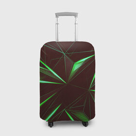 Чехол для чемодана 3D с принтом STRIPES GREEN 3D в Петрозаводске, 86% полиэфир, 14% спандекс | двустороннее нанесение принта, прорези для ручек и колес | abstract | geometry | абстракция | геометрия | градиент | линии