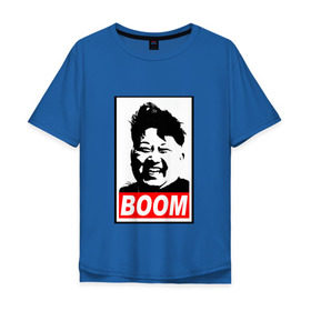 Мужская футболка хлопок Oversize с принтом BOOM КИМ ЧЕН ЫН в Петрозаводске, 100% хлопок | свободный крой, круглый ворот, “спинка” длиннее передней части | boom | kim chen eun | mems | ким чен ын | кнр | мемы | северная корея | ядерные ракеты