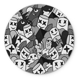 Коврик круглый с принтом Marshmello в Петрозаводске, резина и полиэстер | круглая форма, изображение наносится на всю лицевую часть | 