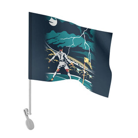 Флаг для автомобиля с принтом RONALDO JUVE SPORT | РОНАЛДУ в Петрозаводске, 100% полиэстер | Размер: 30*21 см | cr7 | fc | клуб | криштиану роналду | роналдо | фк | ювентус