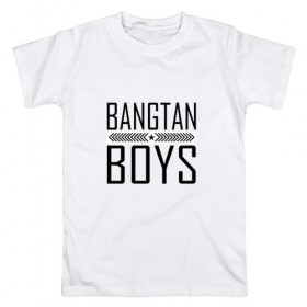 Мужская футболка хлопок с принтом BANGTAN BOYS в Петрозаводске, 100% хлопок | прямой крой, круглый вырез горловины, длина до линии бедер, слегка спущенное плечо. | 