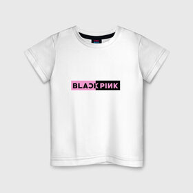 Детская футболка хлопок с принтом BlackPink в Петрозаводске, 100% хлопок | круглый вырез горловины, полуприлегающий силуэт, длина до линии бедер | black  pink | blackpink | jennie | jisoo | k pop | lalisa | группа | к поп | корейская группа | розовый | черный