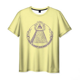 Мужская футболка 3D с принтом Всевидящее око в Петрозаводске, 100% полиэфир | прямой крой, круглый вырез горловины, длина до линии бедер | eye | freemasonry | illuminati | secret | see | society | всевидящее | заговор | иллюминаты | ложа | масонская | масонство | общество | око | пирамида | просвещённые | тайное | теория