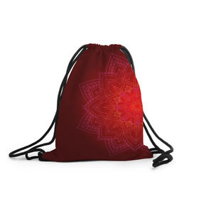 Рюкзак-мешок 3D с принтом Красная мандала в Петрозаводске, 100% полиэстер | плотность ткани — 200 г/м2, размер — 35 х 45 см; лямки — толстые шнурки, застежка на шнуровке, без карманов и подкладки | символ | узор | цветок