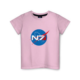 Детская футболка хлопок с принтом NASA N7 MASS EFFECT в Петрозаводске, 100% хлопок | круглый вырез горловины, полуприлегающий силуэт, длина до линии бедер | logo | n7 | nasa | space | логотип | масс эффект | н7 | наса