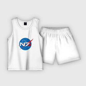 Детская пижама с шортами хлопок с принтом NASA N7 MASS EFFECT в Петрозаводске,  |  | logo | n7 | nasa | space | логотип | масс эффект | н7 | наса