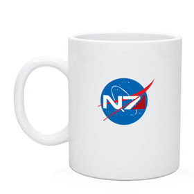 Кружка с принтом NASA N7 MASS EFFECT в Петрозаводске, керамика | объем — 330 мл, диаметр — 80 мм. Принт наносится на бока кружки, можно сделать два разных изображения | logo | n7 | nasa | space | логотип | масс эффект | н7 | наса