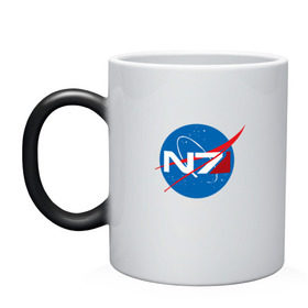 Кружка хамелеон с принтом NASA N7 MASS EFFECT в Петрозаводске, керамика | меняет цвет при нагревании, емкость 330 мл | logo | n7 | nasa | space | логотип | масс эффект | н7 | наса
